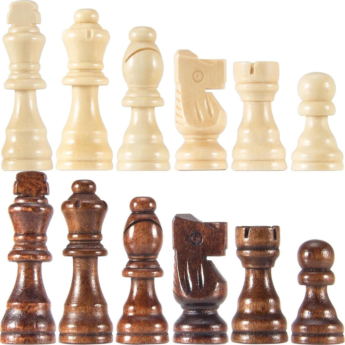 AMEROUS Wooden Staunton Chess Pieces, 3.05" King, 32 Pieces